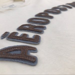 Aeropostale Cream and Brown T-Shirt
